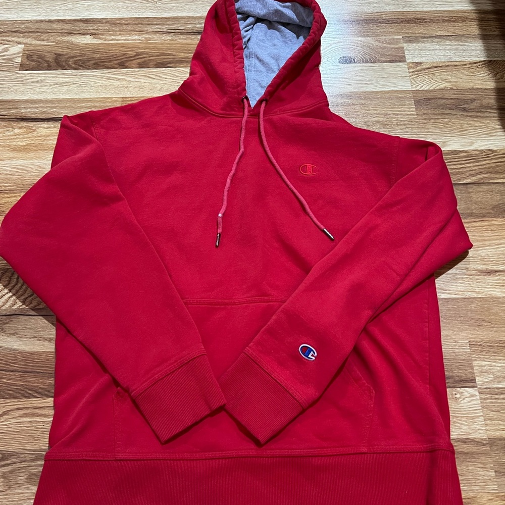 Large red Champion hoodie
